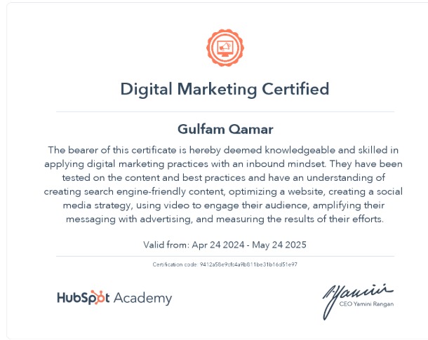 Digital Marketing Certification - HubSpot