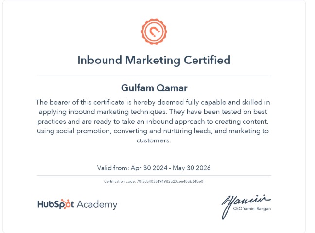 Inbound Marketing Certification - HubSpot