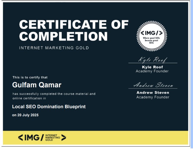 Local SEO Certificate - Kyle Roof