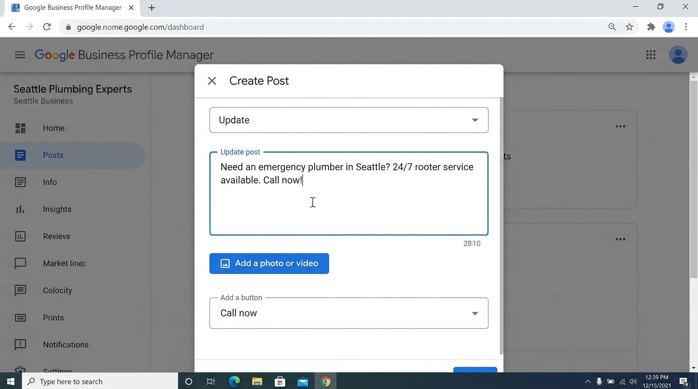 Include local keywords in GMB posts