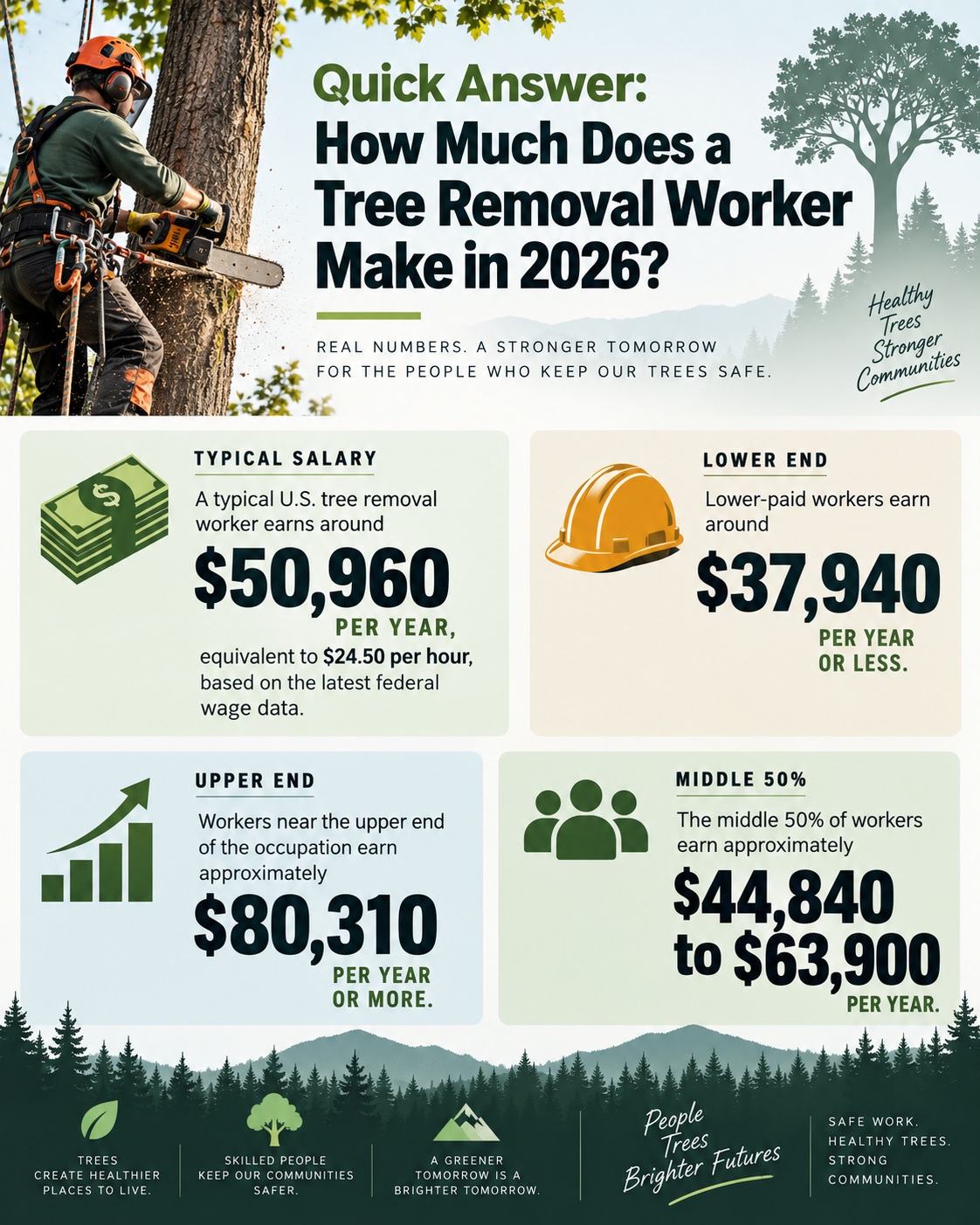 Tree removal worker salary statistics for 2026