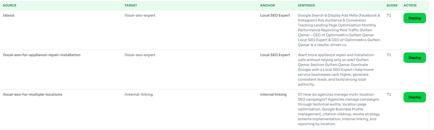 RankBrain X internal link audit tool used to find SEO internal linking opportunities