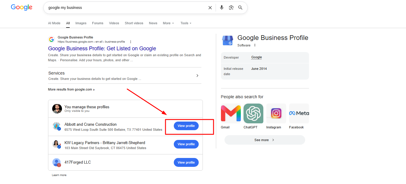 Sign into Google and select the Google Business Profile you manage